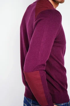 Pull col rond bordeaux-C&Jo Outlet