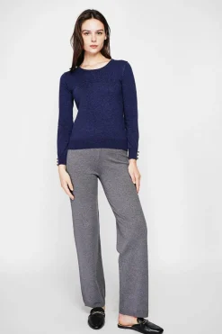 Femme C&Jo Pulls^Pull col rond classique bleu nuit
