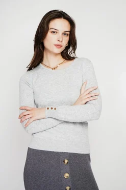 Femme C&Jo Pulls^Pull col rond classique givre