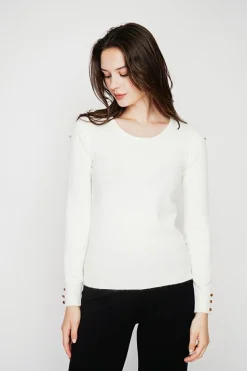 Pull col rond classique naturel-C&Jo Outlet