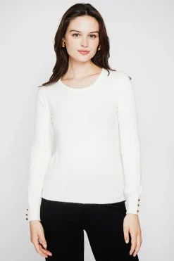 Pull col rond classique naturel-C&Jo Outlet