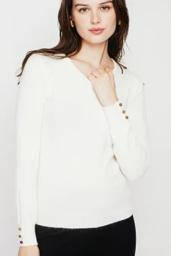 Pull col rond classique naturel-C&Jo Outlet