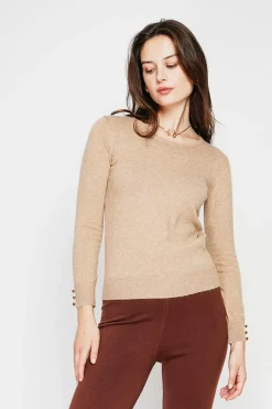 Pull col rond classique nougat-C&Jo Outlet