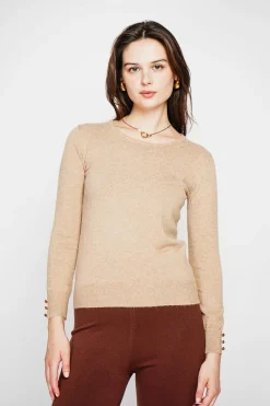 Pull col rond classique nougat-C&Jo Outlet