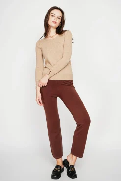 Pull col rond classique nougat-C&Jo Outlet