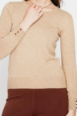 Pull col rond classique nougat-C&Jo Outlet