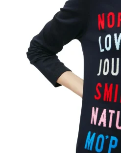 Femme Marc O'Polo Pulls^Pull col rond fin écriture bleu marine