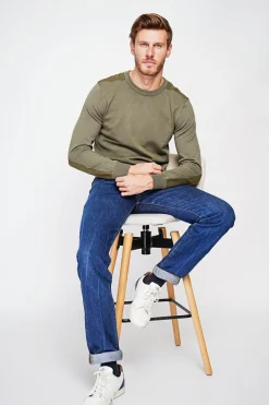 Pull col rond kaki-C&Jo Discount
