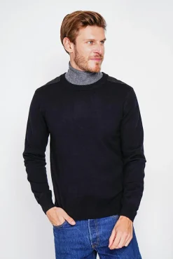 Pull col rond noir-C&Jo Discount