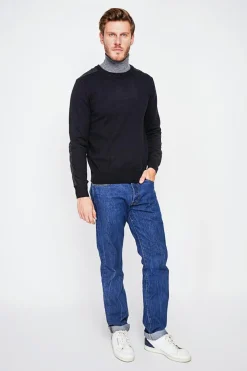 Pull col rond noir-C&Jo Discount