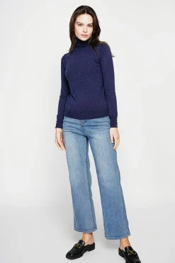 Pull col roulé classique bleu nuit-C&Jo Sale