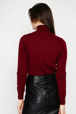 Pull col roulé classique bordeaux-C&Jo Best