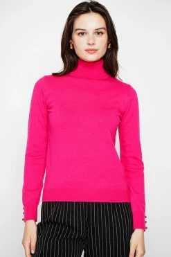 Femme C&Jo Pulls^Pull col roulé classique fushia