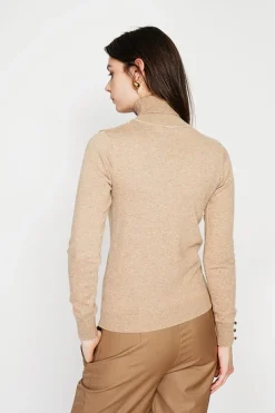 Pull col roulé classique nougat-C&Jo Clearance