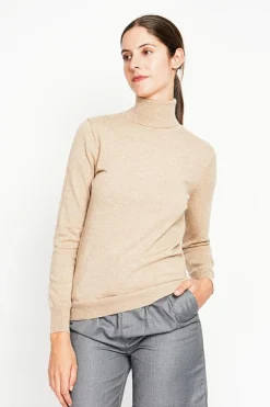 Pull col roulé classique nougat-Assuili Hot