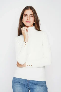 Pull col roulé classique naturel-C&Jo