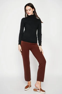 Pull col roulé classique noir-C&Jo Discount