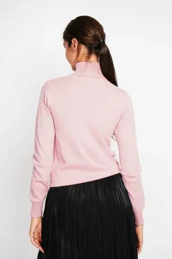 Femme Assuili Pulls^Pull col roulé classique rose poudre