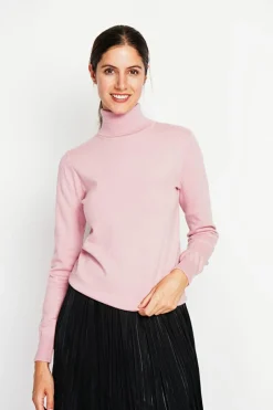 Femme Assuili Pulls^Pull col roulé classique rose poudre