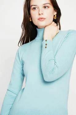 Femme C&Jo Pulls^Pull col roulé classique turquoise