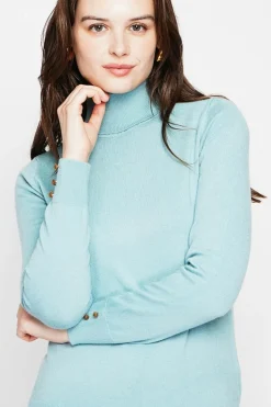 Femme C&Jo Pulls^Pull col roulé classique turquoise