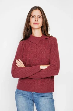 Femme C&Jo Sweats^Pull col roulé croisé bordeaux