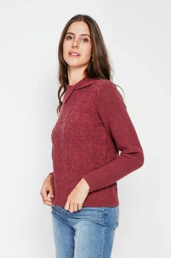 Femme C&Jo Sweats^Pull col roulé croisé bordeaux