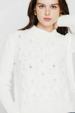 Pull col roulé croisé naturel-C&Jo Clearance