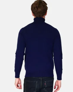 Pull Col Roulé en Cachemire mélangé Pierre bleu nuit-C&Jo Discount