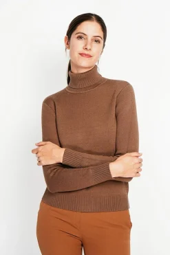 Femme Assuili Sweats^Pull col roulé fourré marron