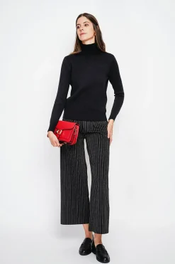 Pull col roulé fourré noir-Assuili Discount