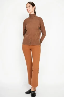 Pull col roulé marron-Assuili Discount