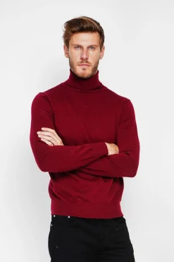 Pull col roule bordeaux-C&Jo Best