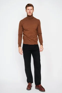 Pull col roule marron-C&Jo Online