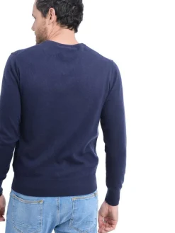 Pull col V bleu nuit-C&Jo