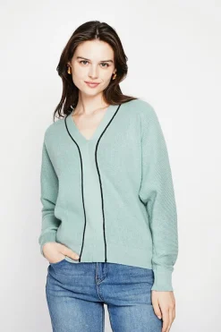 Pull col V jade-C&Jo Discount