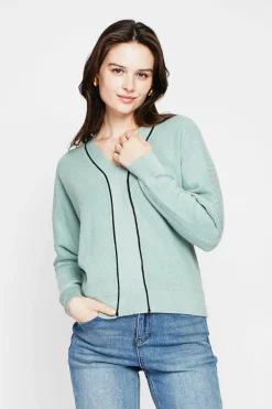 Pull col V jade-C&Jo Discount