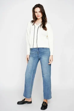Pull col V naturel-C&Jo Discount