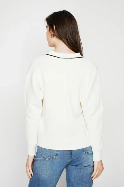 Pull col V naturel-C&Jo Discount