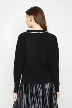 Pull col V noir-C&Jo New