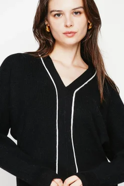 Pull col V noir-C&Jo New