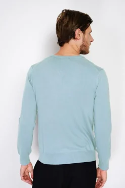 Pull col V turquoise-C&Jo