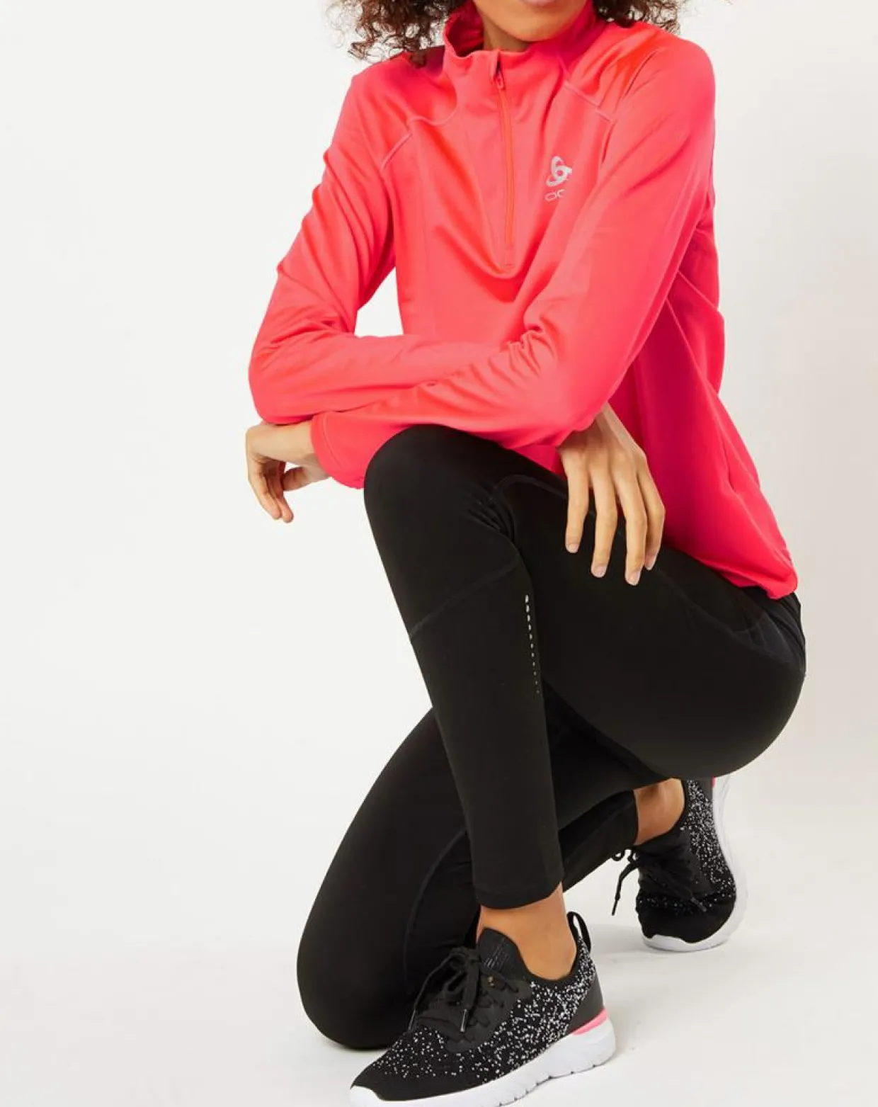 Femme Odlo Pulls^Pull col zippé Berra rose fluo