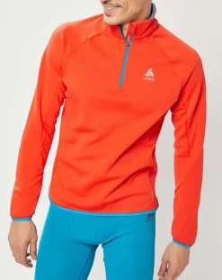 Homme Odlo Sweats^Pull col zippé Ceramicwarm rouge