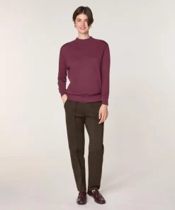 Pull Colette 100% laine col montant cotelé violet prune-Rodier Sale