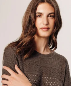 Pull Colombine ajouré marron havane-Rodier New