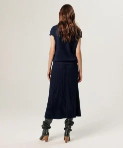 Pull Colombine manches courtes col montant bleu nuit-Rodier Best