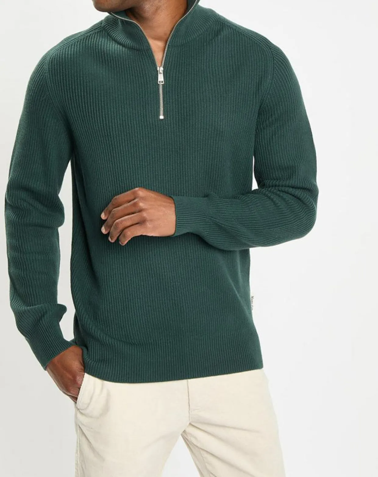 Homme Marc O'Polo Pulls^Pull côtelé en Coton & Laine vert