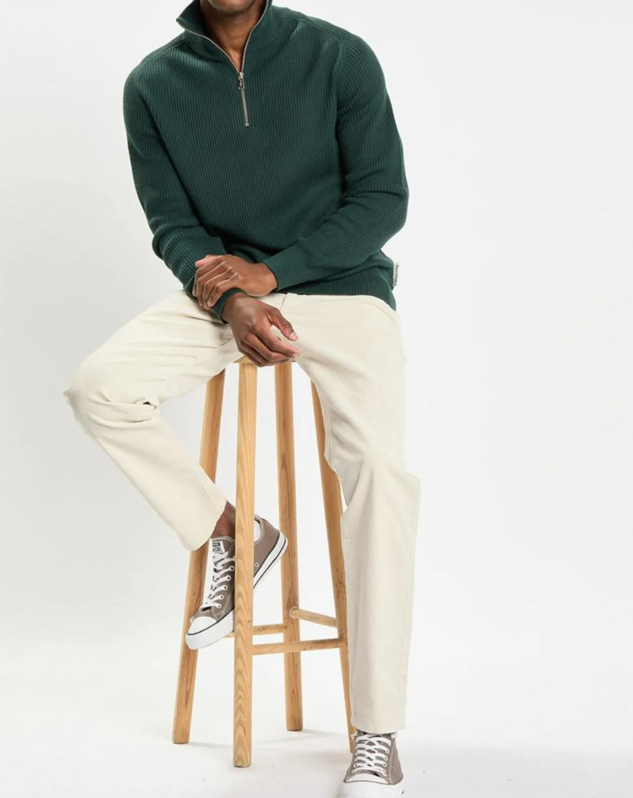 Homme Marc O'Polo Pulls^Pull côtelé en Coton & Laine vert