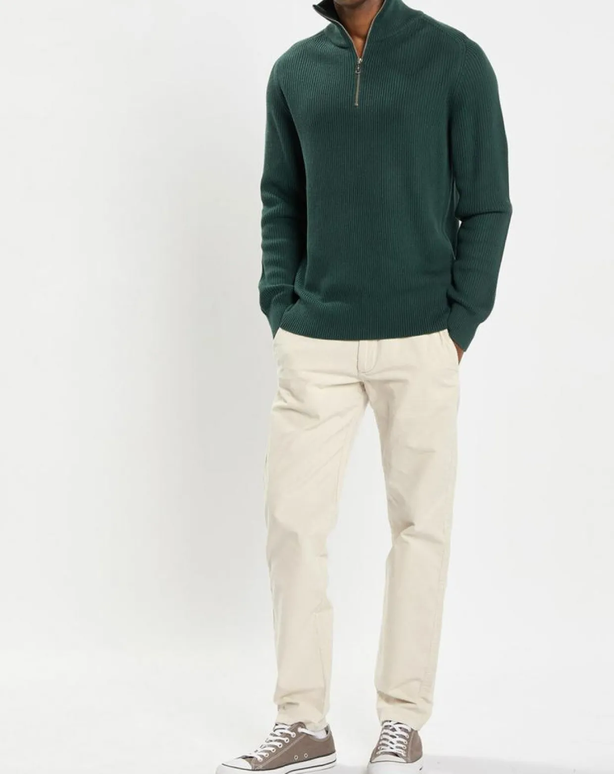 Homme Marc O'Polo Pulls^Pull côtelé en Coton & Laine vert